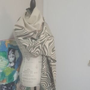 Elegant Cream and Green Scarf/ Wrap.